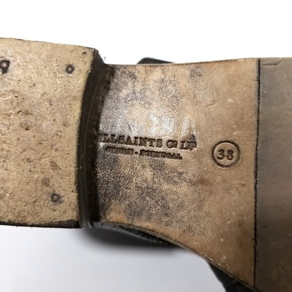 Allsaints Damisi Leather Buckle High Top Block Combat Boots 90s Biker Grunge 7 - Picture 6 of 11